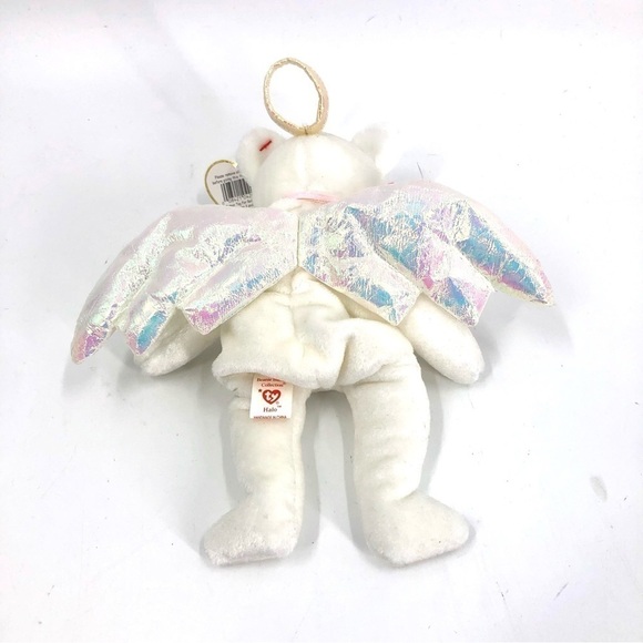 Retired 1998 Ty Beanie Babies Halo Angel Bear Wings Tag Attached Errors Rare - Picture 6 of 13